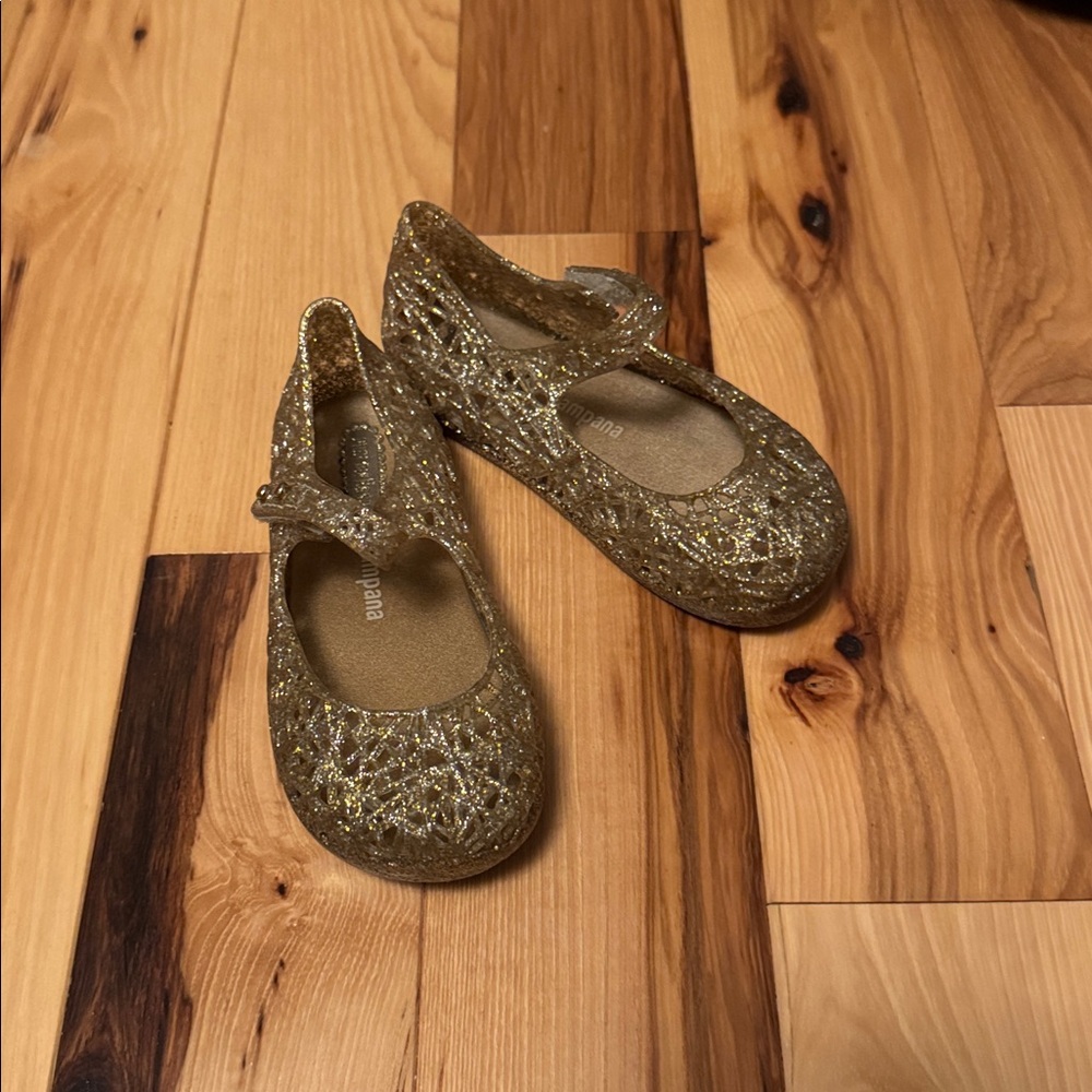 Mini Melissa, Gold Glitter Jelly Shoes, sz 8T